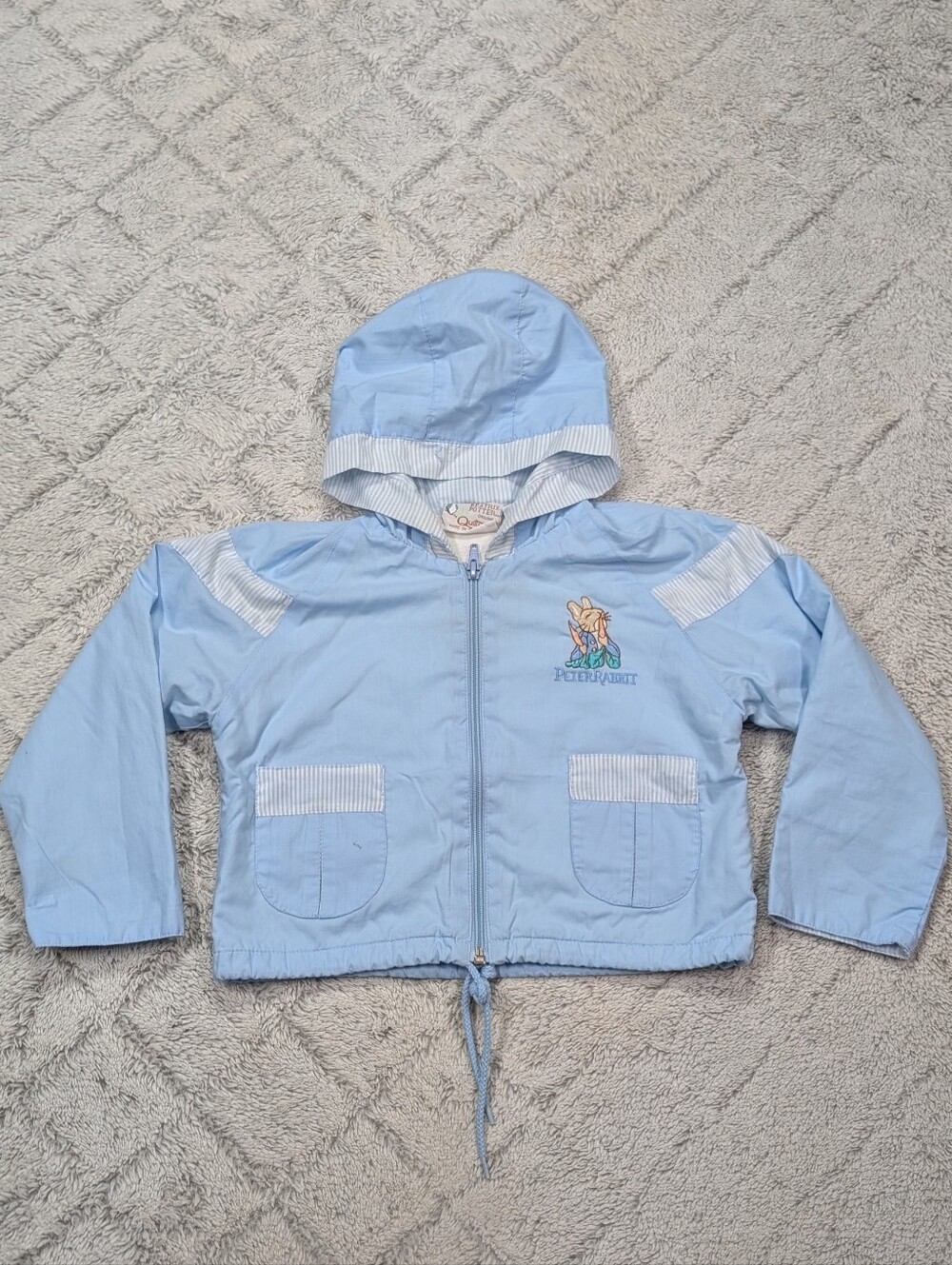 Vintage Peter Rabbit Jacket Kids 18 M Blue Hooded Beatrix Potter Original 70s